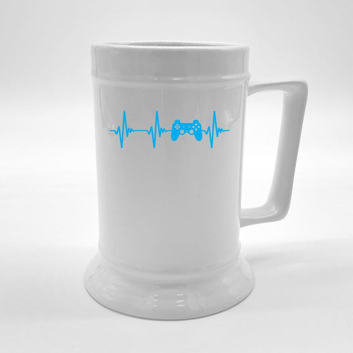 Heartbeat Of A Gamer Gift Gaming Funny Gift Gamer Gift Front & Back Beer Stein