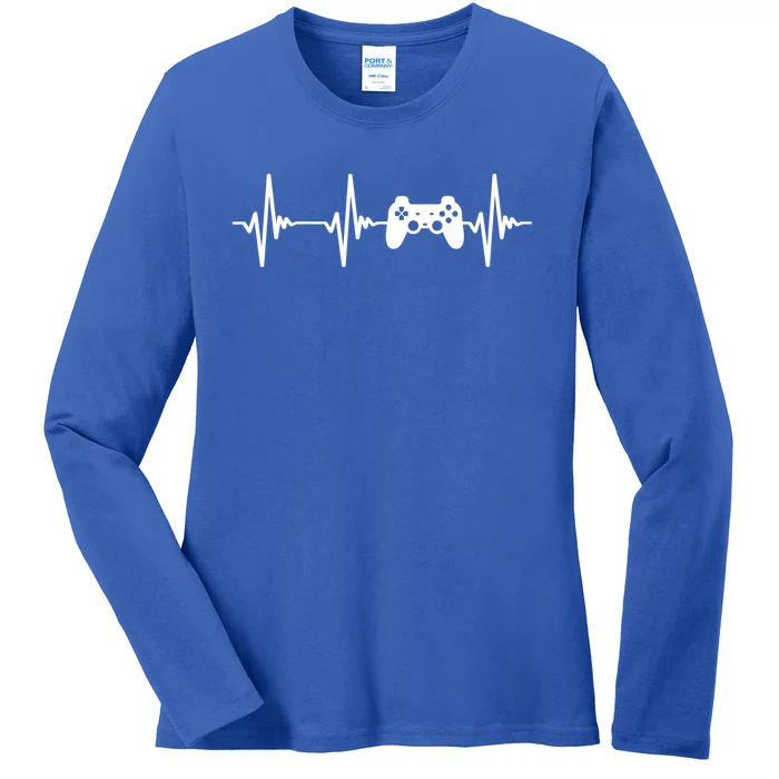 Heartbeat Of A Gamer Cool Gift Gaming Funny Gift Gamer Gift Ladies Long Sleeve Shirt