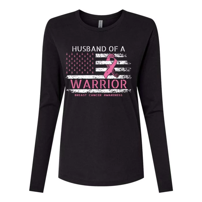 Husband Of A Warrior Breast Cancer Awareness Womens Cotton Relaxed Long Sleeve T-Shirt