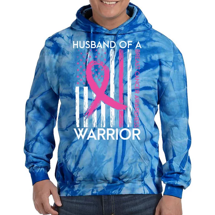 Husband Of A Warrior Breast Cancer Awareness Support Squad Tie Dye Hoodie