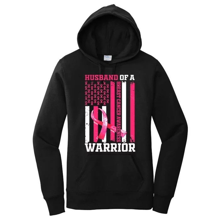 Husband Of A Warrior Pink Ribbon Breast Cancer Awareness Women's Pullover Hoodie