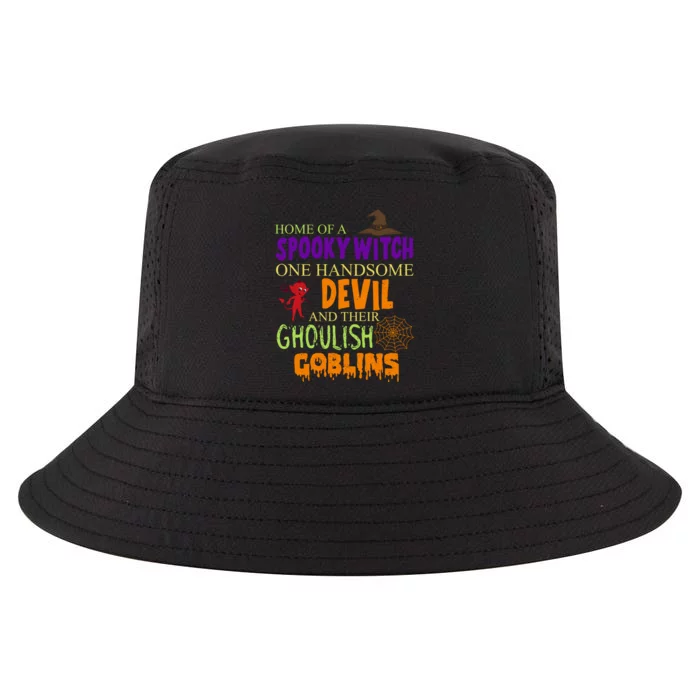 Home Of A Spooky Witch One Handsome Devil And Their Ghoulish Goblins Halloween Cool Comfort Performance Bucket Hat