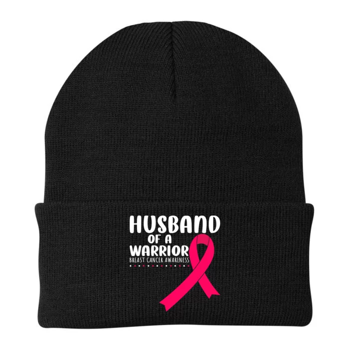 Husband Of A Warrior Pink Ribbon Breast Cancer Support Knit Cap Winter Beanie