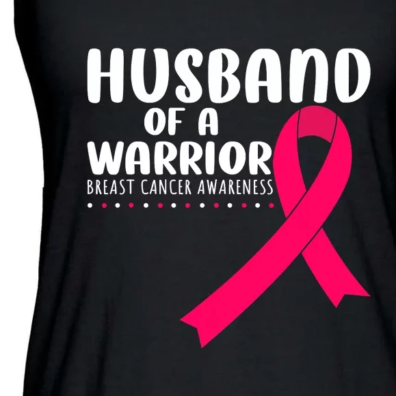 Husband Of A Warrior Pink Ribbon Breast Cancer Support Ladies Essential Flowy Tank