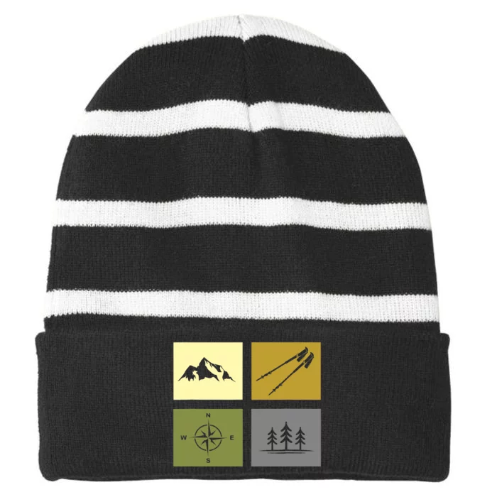 Hiking Outdoor Backpacking Hiking Striped Beanie with Solid Band