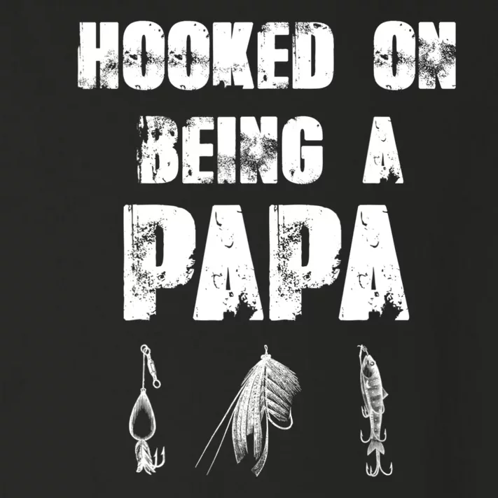 Hooked On Being A Papa Funny Fishing Gift Toddler Long Sleeve Shirt