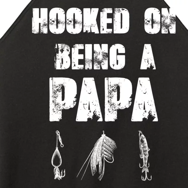 Hooked On Being A Papa Funny Fishing Gift Women’s Perfect Tri Rocker Tank