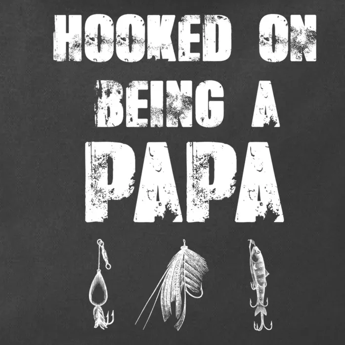 Hooked On Being A Papa Funny Fishing Gift Zip Tote Bag