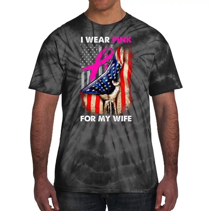 Husband of Breast Cancer Warrior I Wear Pink For My Wife Tie-Dye T-Shirt