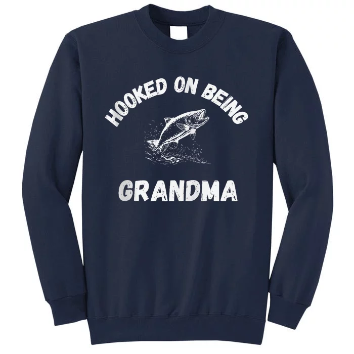 Hooked On Being Grandma Fishing Graphic Fish Design Zip Tall Sweatshirt