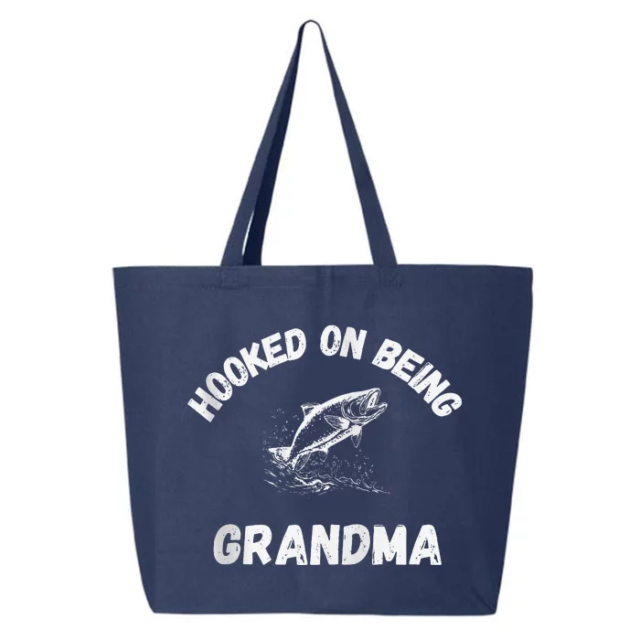 Hooked On Being Grandma Fishing Graphic Fish Design Zip 25L Jumbo Tote