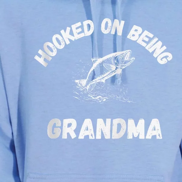 Hooked On Being Grandma Fishing Graphic Fish Design Zip Unisex Surf Hoodie