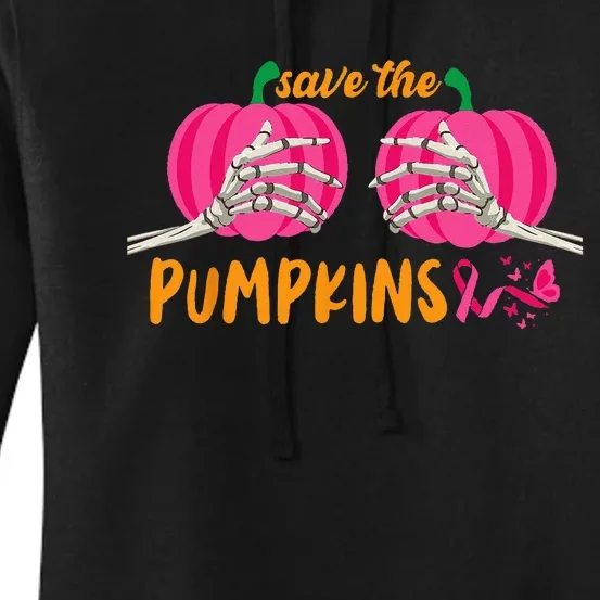 Halloween October Breast Cancer Pink Ribbon Pumpkin Women's Pullover Hoodie