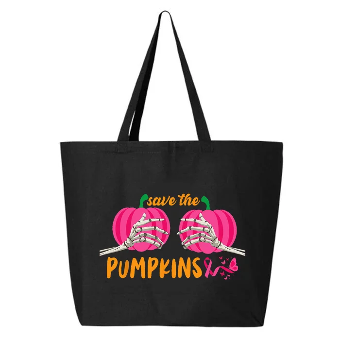 Halloween October Breast Cancer Pink Ribbon Pumpkin 25L Jumbo Tote