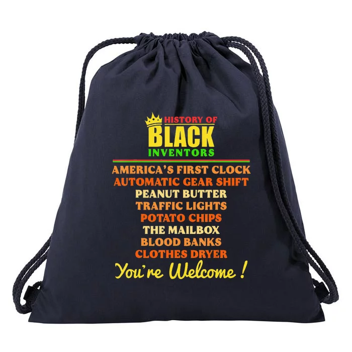 History Of Black Inventors BHM African Pride Drawstring Bag