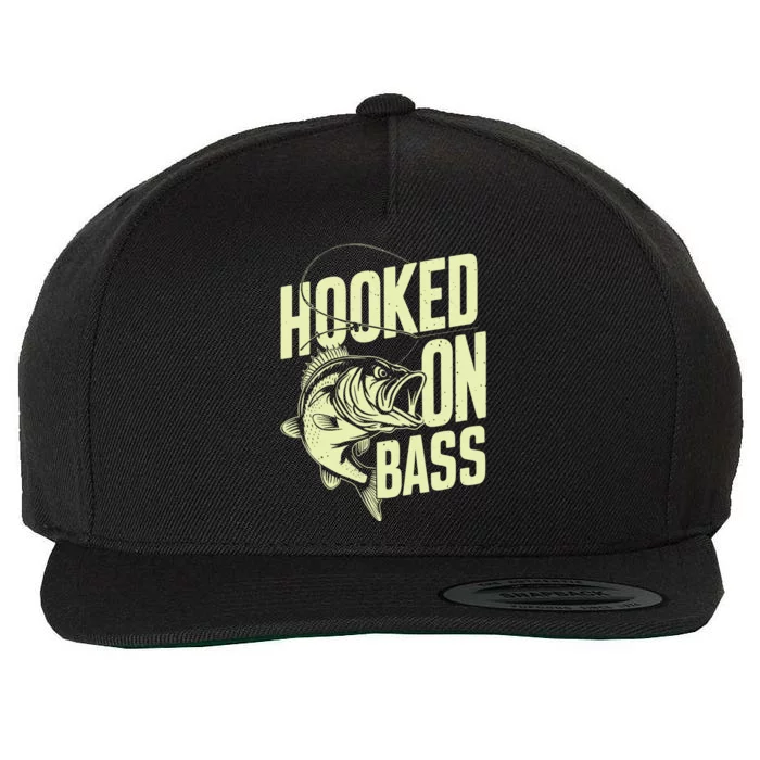 Hooked On Bass Fishing Cute Gift Wool Snapback Cap