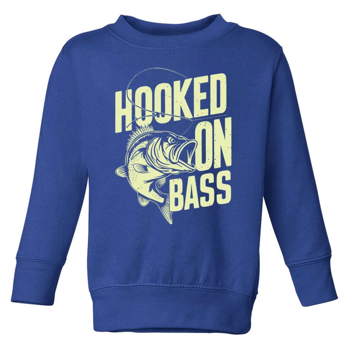 Hooked On Bass Fishing Cute Gift Toddler Sweatshirt