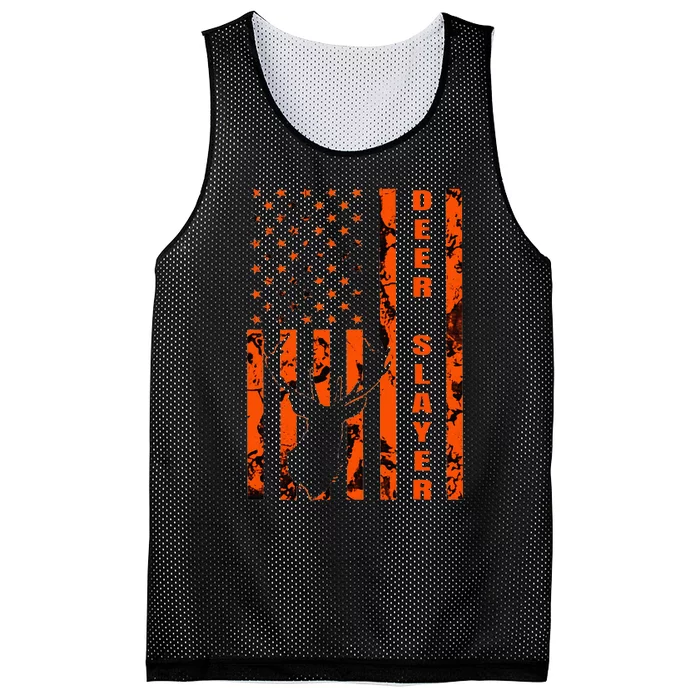 Hunter Orange Camo American Flag Deer Slayer Mesh Reversible Basketball Jersey Tank