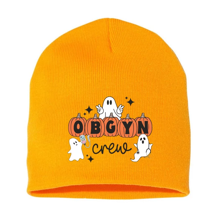 Halloween OBGYN Crew Ghost Obstetrics Nurse Squad Pumpkin Short Acrylic Beanie