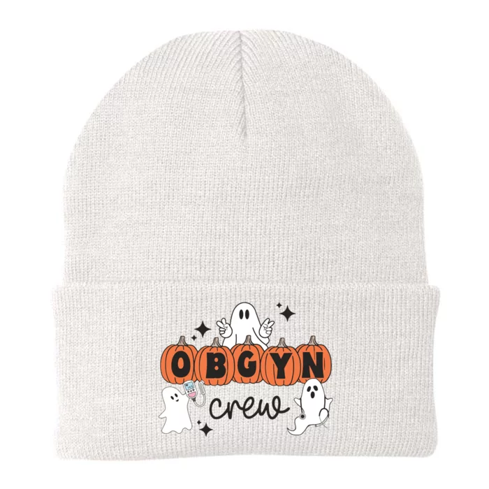 Halloween OBGYN Crew Ghost Obstetrics Nurse Squad Pumpkin Knit Cap Winter Beanie