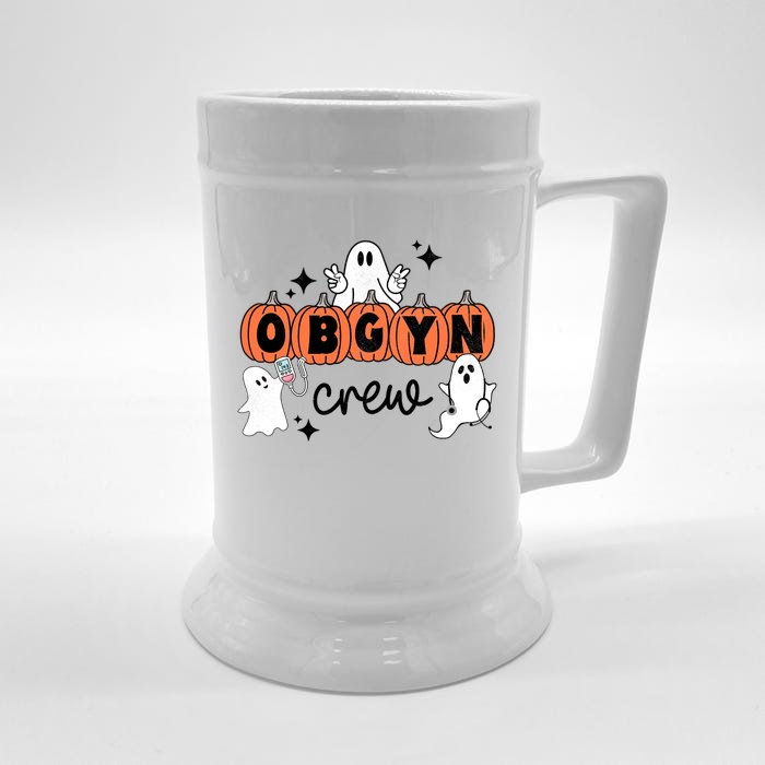 Halloween Obgyn Crew Squad One Spooky Obgyn Obstetrics Nurse Gift Front & Back Beer Stein