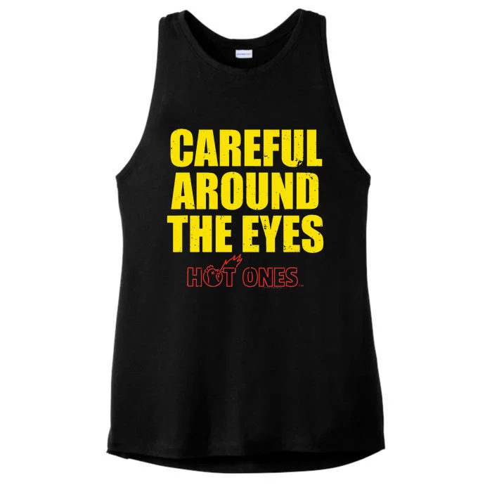 Hot Ones Careful Around The Eyes Ladies Tri-Blend Wicking Tank