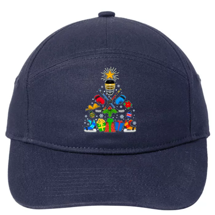 Hockey Christmas Tree 7-Panel Snapback Hat