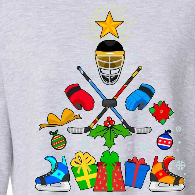 Hockey Christmas Tree Cropped Pullover Crew