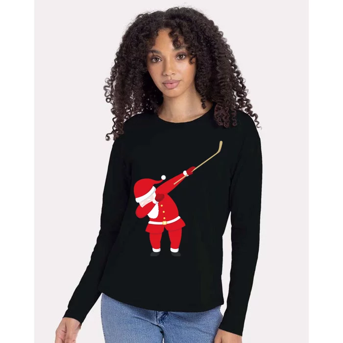 Hockey Dabbing Santa Womens Cotton Relaxed Long Sleeve T-Shirt