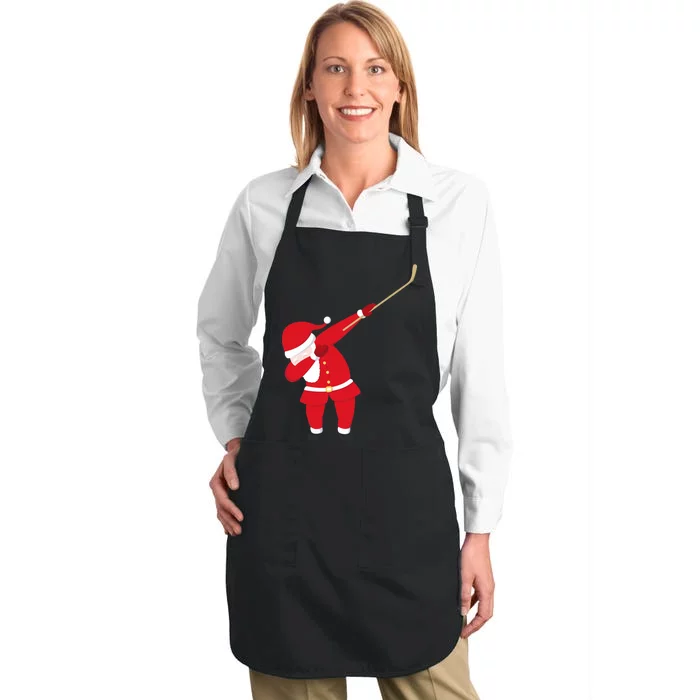 Hockey Dabbing Santa Full-Length Apron With Pocket