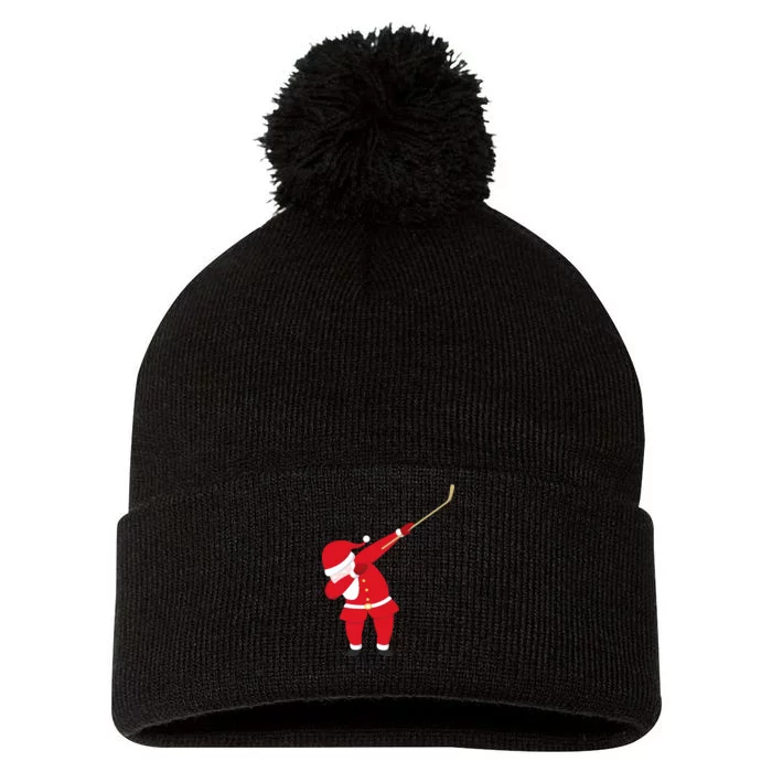 Hockey Dabbing Santa Pom Pom 12in Knit Beanie