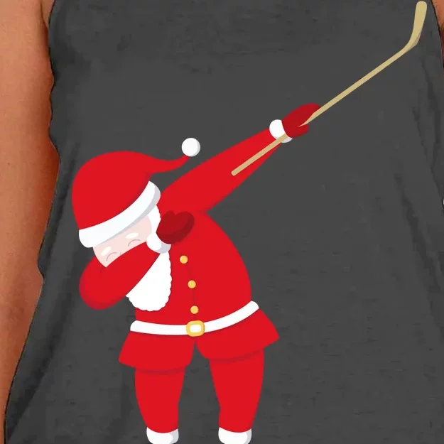 Hockey Dabbing Santa Women's Knotted Racerback Tank