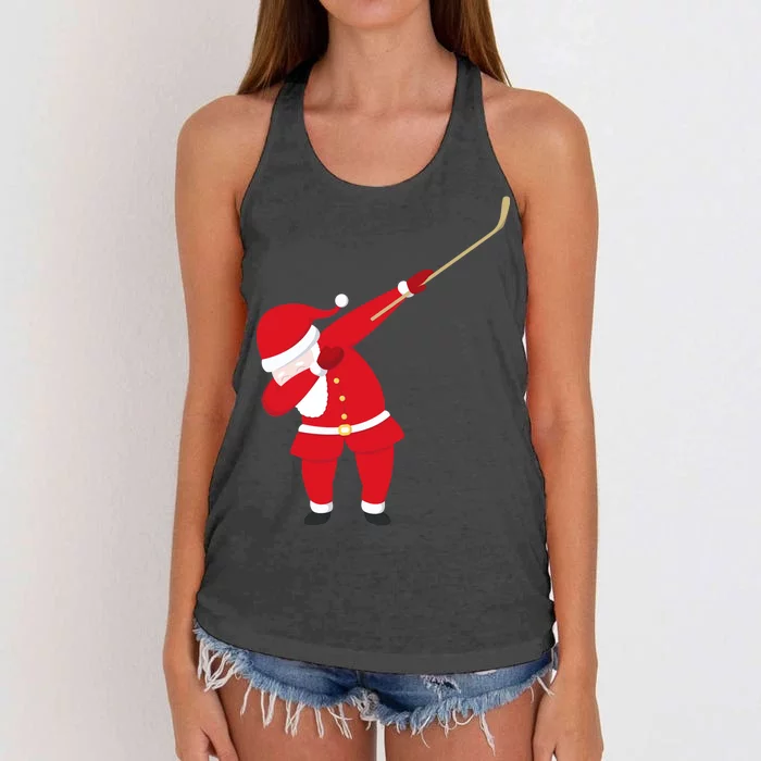 Hockey Dabbing Santa Women's Knotted Racerback Tank