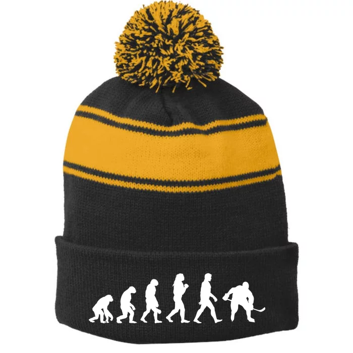 Hockey Evolution Stripe Pom Pom Beanie