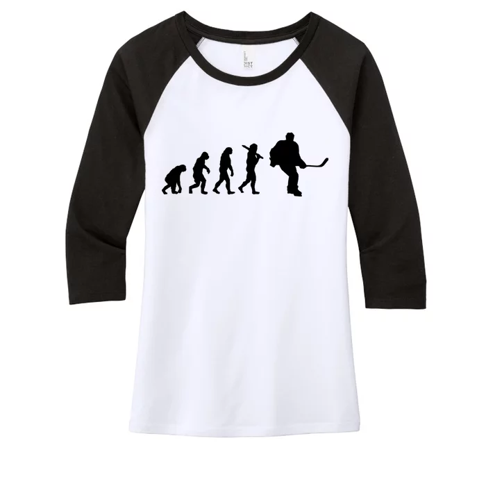 Hockey Evolution Timeline Women's Tri-Blend 3/4-Sleeve Raglan Shirt