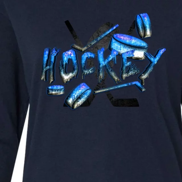 Hockey Stone Logo Womens Cotton Relaxed Long Sleeve T-Shirt