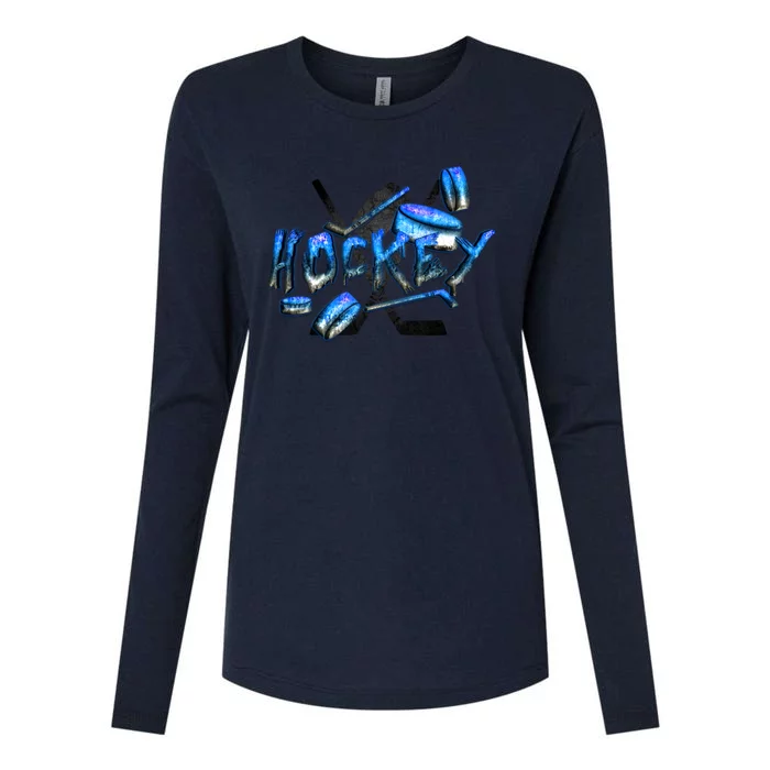 Hockey Stone Logo Womens Cotton Relaxed Long Sleeve T-Shirt