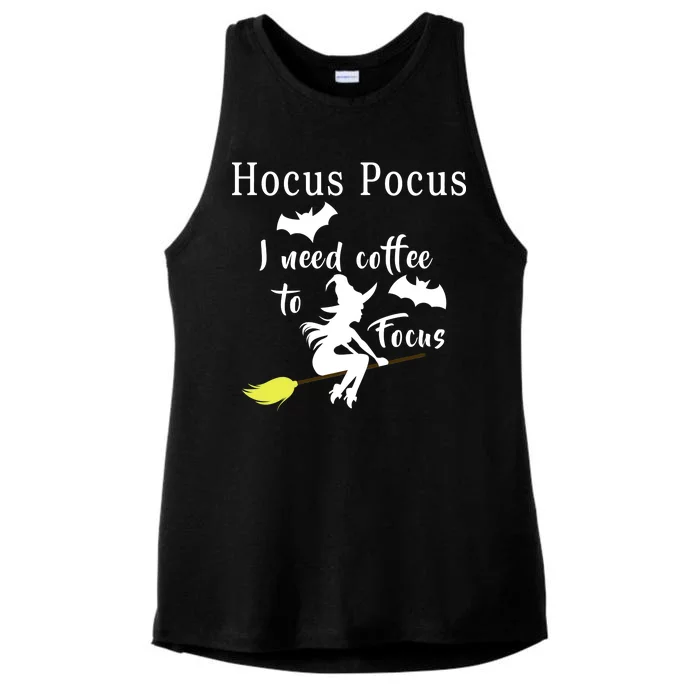 Hocus Pocus I Need Coffee To Focus Ladies Tri-Blend Wicking Tank