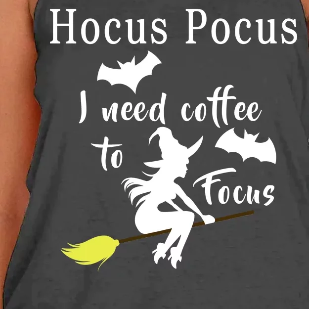 Hocus Pocus I Need Coffee To Focus Women's Knotted Racerback Tank