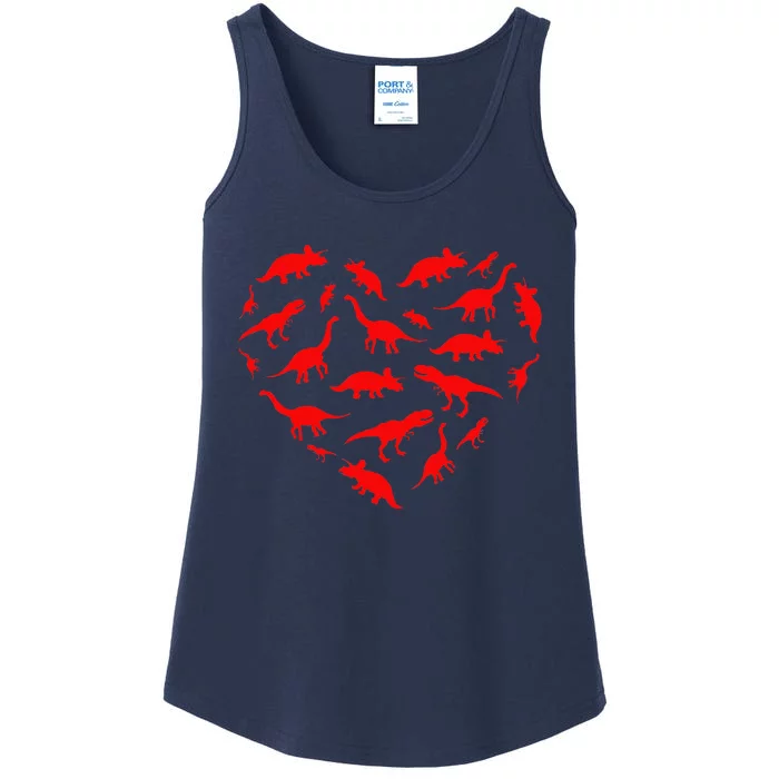 Heart Of Dinosaurs Valentine's Day Love Ladies Essential Tank