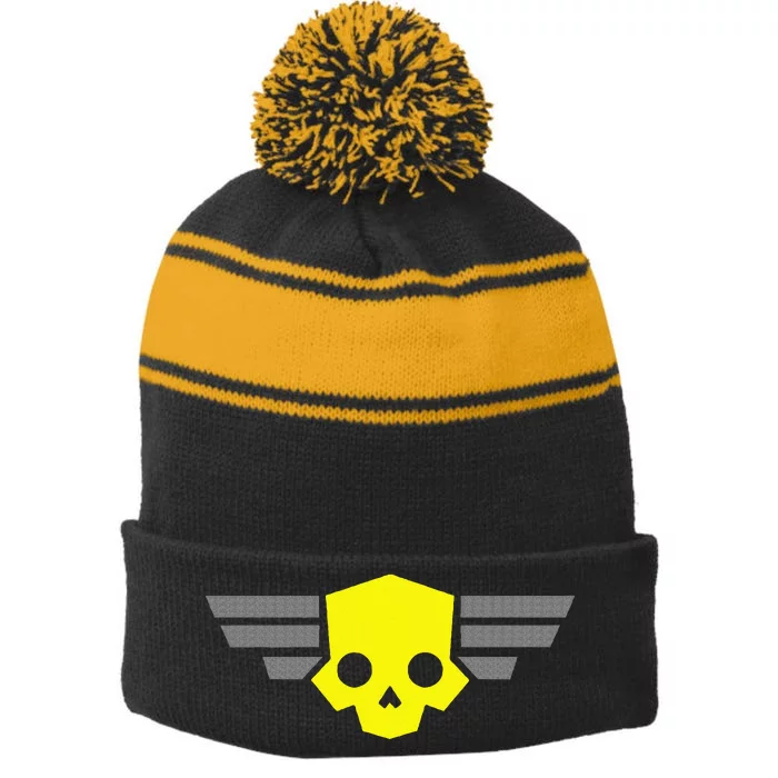 Hell Of Divers Helldiving Skull Gaming Dive Lovers Stripe Pom Pom Beanie