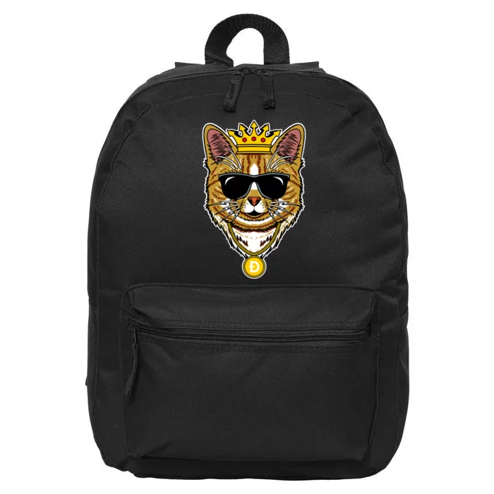 Hodl Dogecoin Doge Cat King Crypto Currency Moon 16 in Basic Backpack