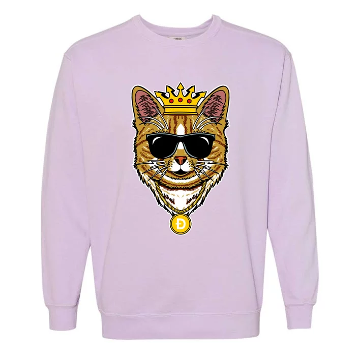 Hodl Dogecoin Doge Cat King Crypto Currency Moon Garment-Dyed Sweatshirt