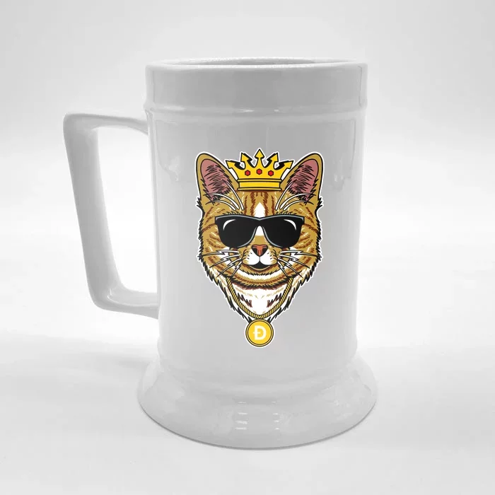 Hodl Dogecoin Doge Cat King Crypto Currency Moon Front & Back Beer Stein