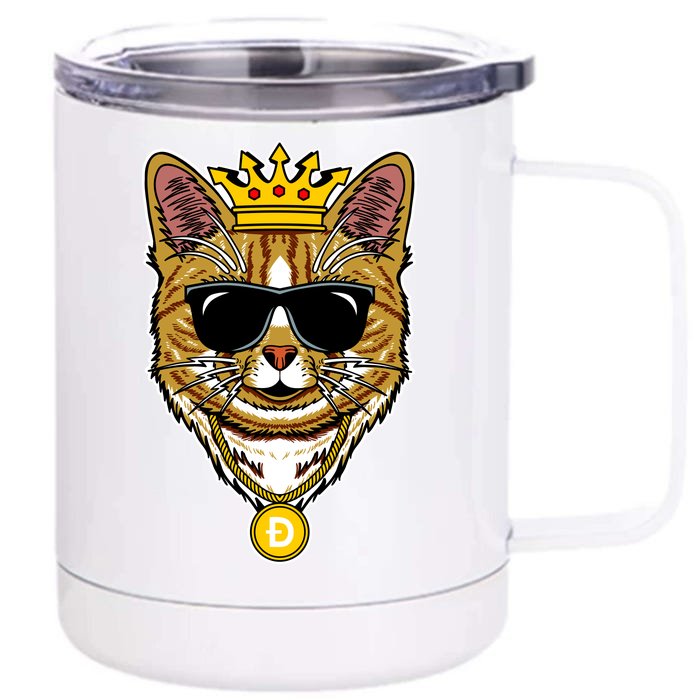 Hodl Dogecoin Doge Cat King Crypto Currency Moon Front & Back 12oz Stainless Steel Tumbler Cup