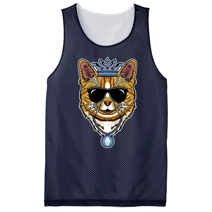 Hodl Ethereum ETH Cat King Crypto Currency Moon Mesh Reversible Basketball Jersey Tank