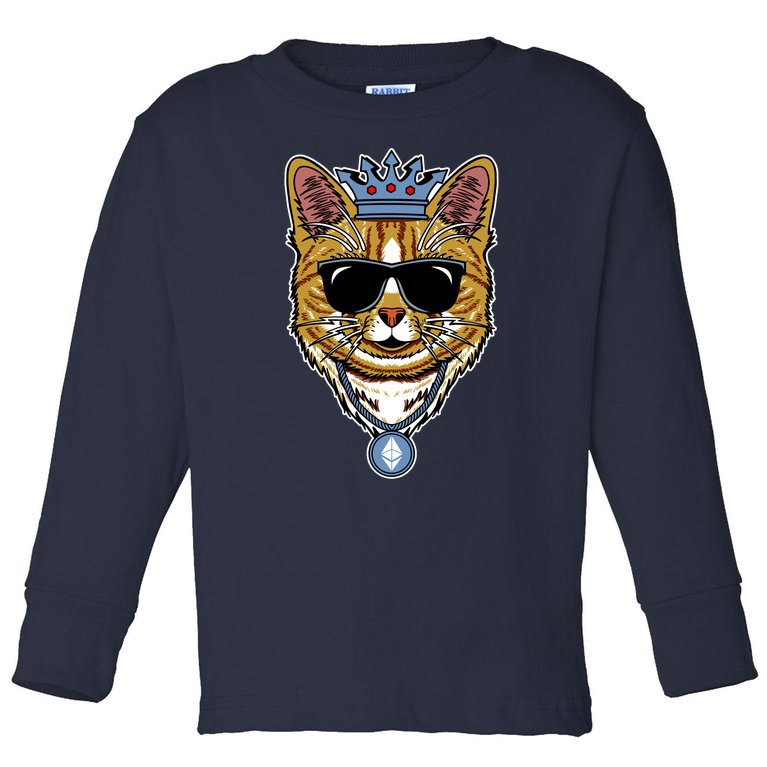Hodl Ethereum ETH Cat King Crypto Currency Moon Toddler Long Sleeve Shirt