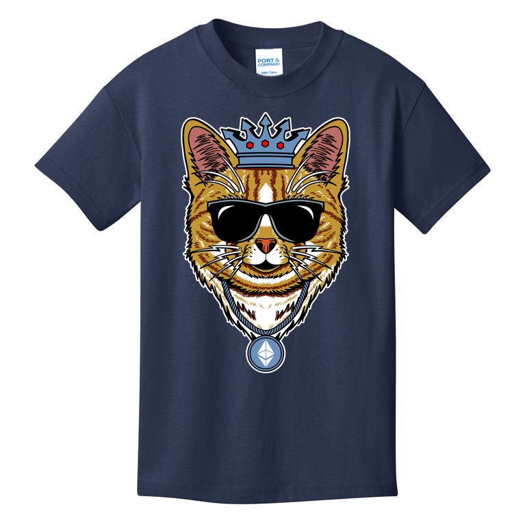 Hodl Ethereum ETH Cat King Crypto Currency Moon Kids T-Shirt