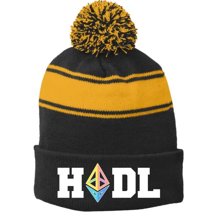 Hodl Ethereum ETH Crypto Currency To the Moon Stripe Pom Pom Beanie