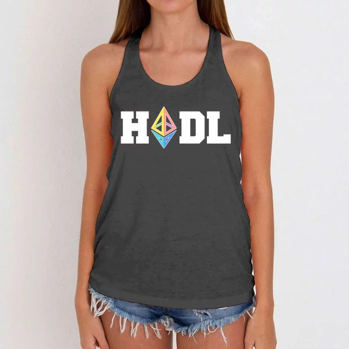 Hodl Ethereum ETH Crypto Currency To the Moon Women's Knotted Racerback Tank